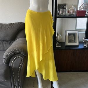 VINCE CAMUTO YELLOW MIDI SKIRT SIZE 0 MSRP $89.00 NWT